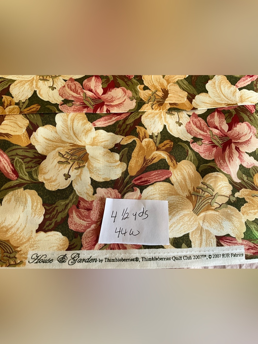 Quilting Sew Thimbleberries Harvest Garden RJR Fabrics Floral Cotton 4 1/2 Yds